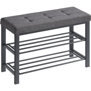 SONGMICS Shoe Bench, 3-Tier Rack for Entryway, 80 * 31 * 49cm, Dark Gray and Black LBS57GYZ