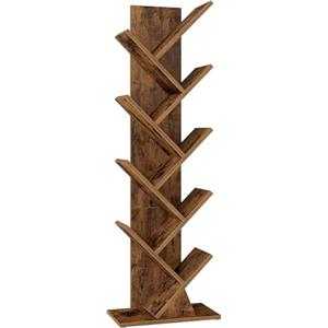 VASAGLE CUSTOS Collezione - Libreria ad Albero, Scaffale da Pavimento Moderno Autoportante, per Camera da Letto, Soggiorno, Studio, 20 x 38 x 115,2 cm, Marrone Vintage LBC609KD01
