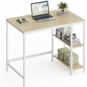 VASAGLE Scrivania per Computer, Scrittoio, Moderno, Tavolo da Lavoro, per Ufficio Camera da Letto Soggiorno, 100 x 50 x 76 cm, Beige Naturale e Bianco Perla LWD046L01