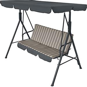 Gardenia Dondolo da Giardino a 3 Posti con Tettuccio Parasole Regolabile Inclinabile Marrone