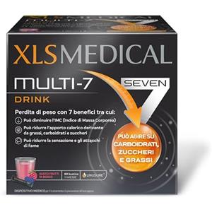 XLS Medical Multi-7 Drink Dispositivo Medico per la Perdita di Peso, 60 Bustine solubili per dimagrire, Gusto frutti di bosco