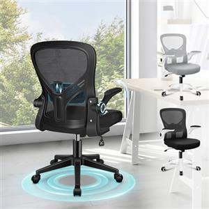ALFORDSON Sedia da Ufficio Girevole con Supporto Lombare, Sedia di Rete da Computer Ergonomica, Con Braccioli Pieghevoli, Alto Funzione Dondolo, Poltrona Scrivania, Altezza Regolabile(Nera)