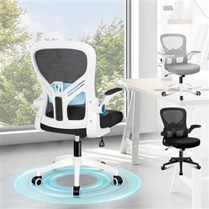 ALFORDSON Sedia da Ufficio Girevole con Supporto Lombare, Sedia di Rete da Computer Ergonomica, Con Braccioli Pieghevoli, Alto Funzione Dondolo, Poltrona Scrivania, Altezza Regolabile(Nera e bianca)