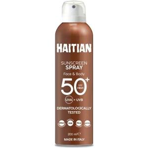 Haitian Spray Solare SPF50 Trasparente per Viso e Corpo - 200ml, Resistente all'Acqua e alla Sabbia