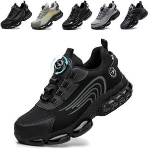 Gugifcto Scarpe Antinfortunistiche Uomo Donna Scarpe da Lavoro Traspiranti Leggere Comode con Punta in Acciaio Brown 46 EU