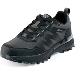 LEOSS ORIGINAL Scarpe Trekking Uomo Scarpe Ammortizzate Uomo Confortevoli Resistenti Stabili Versatili Traspiranti (Nero, 43 EU, MLE255073-1)