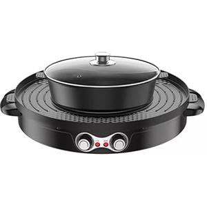 ZENGRICE Hot Pots, grill elettrico, 2200 W, griglia elettrica 2 in 1, rivestimento antiaderente, vaso per mandarini rimovibile, con regolazione della temperatura, barbecue coreano, bistecche, frutti di mare