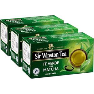 Sir Winston Tea, Tè Verde Matcha, 60 Filtri (3 Confezioni da 20 Filtri), Un Classico della Tradizione Giapponese, Certificato RFA, Senza Lattosio, Glutine e Allergeni, Vegan