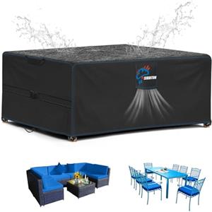 SIRUITON Copertura per mobili da giardino,210x170x74cm,con aperture di ventilazione, impermeabile,antivento,resistente ai raggi UV,antistrappo,420D Oxford, copertura per (210x170x74cm)