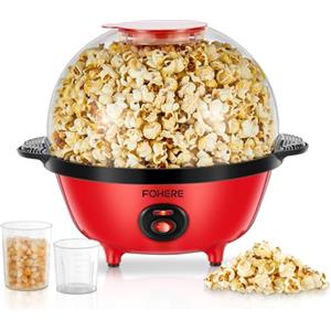 FOHERE 4,5L Macchina Popcorn, 700W Macchina per Pop Corn Include 2 Misurini per Chicchi di Mais, Zucchero e Olio, Agitazione Automatica Pop Corn Macchina per le Vacanze e le Serate al Cinema