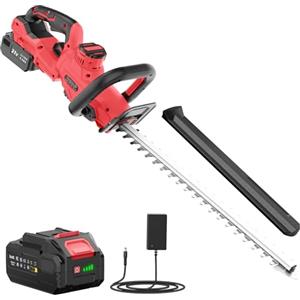 Bamse Tagliasiepi a Batteria 21V, Tagliasiepi Elettrico con 4.0Ah Batteria, 180° Regolabile Tagliasiepi, 51cm Lunghezza Lama, 16mm Distanza tra i Denti, Copri Lama per Siepi, Rami, Arbusti, Ramoscelli