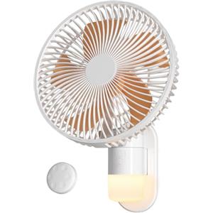 Guffawz Ventilatore da Parete 26 cm con Luce e Telecomando, Silenzioso 30 dB, Flusso d'Aria Potente 5,2 m/s, Timer, Oscillazione 90°, 4 Velocità, Inclinazione 180° per Camera, Ufficio, Camper