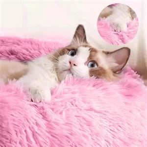 DONWEI Cuccia Gatto Morbida, Cuccia Cane Interno, Cuscino Gatto Peluche, Letto per Gatti Pelosa, Ciambell Antiscivolo, Lavabile in Lavatrice, Taglia Media Piccola, Rosa 70cm