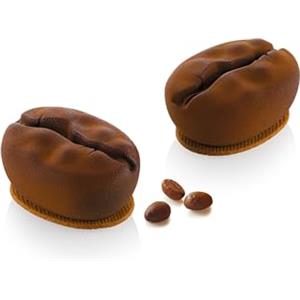 silikomart Stampo in Silicone Caffè 110 Accessori Professionali per Cucina e Pasticceria con Cutter ABS, 8 Cavità da 110 ml, Forma Chicco di Caffè