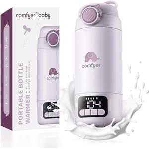 Comfyer BW02 Scaldabiberon Portatile con Batteria 16000mAh e Sterilizzatore Integrato - Riscaldamento Rapido per Latte Materno e Acqua, 2 Modalità, Biberon Warmer per Viaggio e Casa, 500ml