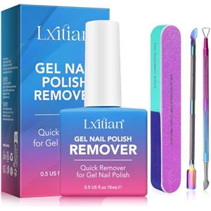 Lxitian Solvente per Smalto Semipermanente, Remover Semipermanente Unghie,Rimuovi Semipermanente Unghie,Si Rimuove Facilmente in 2-3 Minuti,Non c'è Bisogno di Stagnola,Ammollo o Avvolgimento, Formula Naturale