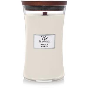 WoodWick Candela Profumata White Teak 610g - Fragranza Legnosa con Stoppino Scoppiettante e Durata Fino a 130 Ore