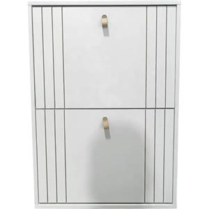 DRW Scarpiera con 2 cassetti in Legno Bianco 83,5 x 60 x 24 cm