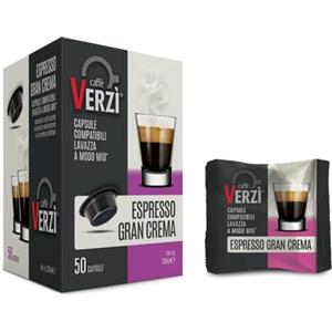 VERZI' CAFFE' Caffè Verzì | Capsule Compatibili con Lavazza A Modo Mio | Espresso Gran Crema | Confezione da 50 capsule