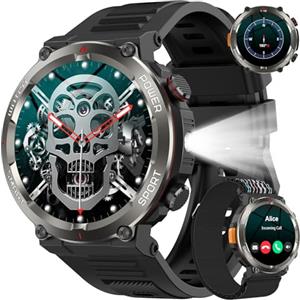 Baolubao Smartwatch Uomo con Effettua o Risposta, 1.45" HD Orologio con 100Giorni StandbyBatteria/LED Torcia/Bussola, 24/7 Monitoraggio Salute (Frequenza Cardiaca/Sonno/SpO2) per Android iOS