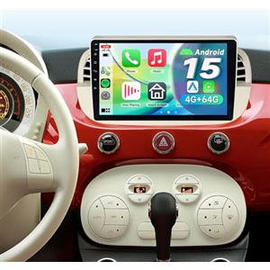 ACAVICA Autoradio per Fiat 500 2007-2015 Android 15 4+64GB - Schermo 9" 1280x800 con Wireless CarPlay Android Auto - GPS Navigatore, Bluetooth 5.4, WiFi 6.0, DSP, Touchscreen