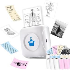 vretti Mini stampante termica TP2-Y, stampante adesiva compatibile con Android & iOS, mini stampante fotografica con 10 rotoli di etichette, stampante portatile tascabile per iPhone, note di lavoro,