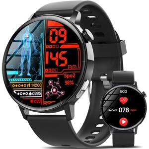YYKY Smartwatch con ECG/????li????????m????????/Pressione Sanguigna/HRV/Acido Urico, 1,41" Orologio Salutare con 24H SpO2/BMI/Temperatura/Cardiofrequenzimetro/Sonno, 150+ Sport, Notifiche Messaggi, Pulsante SOS