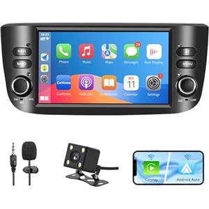 LSLYA Autoradio para Fiat Punto (2010-2016) / Linea (2012-2015) Wireless CarPlay&Android Auto Stereo Auto Bluetooth con Pantalla Táctil con FM/GPS/SWC/Mirror Link (Lling-Fiat Punto)