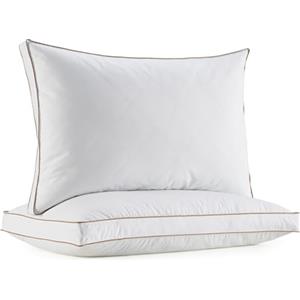 Deodar Set di 2 cuscini in piuma 46 x 66 x 5 cm, cuscini in piuma con rivestimento in cotone 100%, traspiranti, ipoallergenici, lavabili, certificati Öko-Tex e RDS