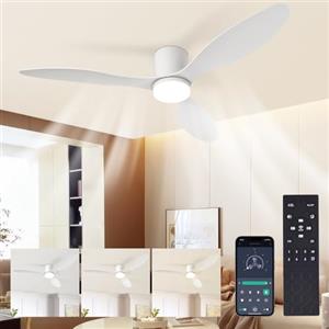 YrgePowk 130CM Ventilatore da Soffitto con Lampada, Ventilatore da Soffitto con Telecomando 6 Velocità DC Reversibile, Lampada da Soffitto Silenziosa con Ventilatore, LED Fan Plafoniera con Luce, Timer