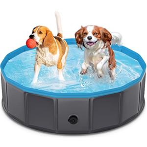 TENXSNUG Piscina per Cani Pieghevole, Antiscivolo Vasca da Bagno per Animali, Portatile Animali Domestici Piscina Bagno per Cani e Bambini, Grigio Scuro, 80 x 20 cm