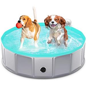 TENXSNUG Piscina per Cani Pieghevole, Antiscivolo Vasca da Bagno per Animali, Portatile Animali Domestici Piscina Bagno per Cani e Bambini, Grigio Chiaro, 80 x 20 cm