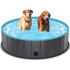 TENXSNUG Piscina per Cani Pieghevole, Antiscivolo Vasca da Bagno per Animali, Portatile Animali Domestici Piscina Bagno per Cani e Bambini, Grigio Scuro, 120 x 30 cm