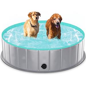 TENXSNUG Piscina per Cani Pieghevole, Antiscivolo Vasca da Bagno per Animali, Portatile Animali Domestici Piscina Bagno per Cani e Bambini, Grigio Chiaro, 120 x 30 cm