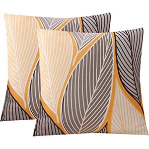 Jaotto Federe Confezione da 2 Federe Cuscini Divano Decorativi Fodere Quadrati Spandex 45x45cm Cuscino Copricuscini per Soggiorno Camera da Letto Casa(Foglie Gialle,Set di 2)