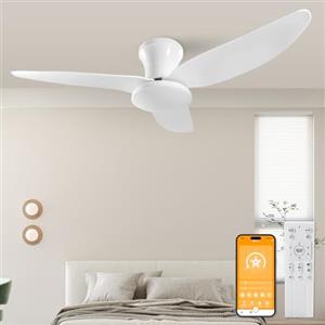 YrgePowk Ventilatore da Soffitto 60W, Ventilatore da Soffitto con Lampada e Telecomando 6 Velocità DC Reversibile, Lampada da Soffitto Silenziosa con Ventilatore, LED Fan Plafoniera con Luce, Timer, Φ 100CM