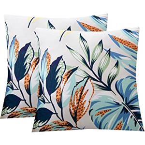Jaotto Federe Confezione da 2 Federe Cuscini Divano Decorativi Fodere Quadrati Spandex 45x45cm Cuscino Copricuscini per Soggiorno Camera da Letto Casa(Foglie Foresta,Set di 2)