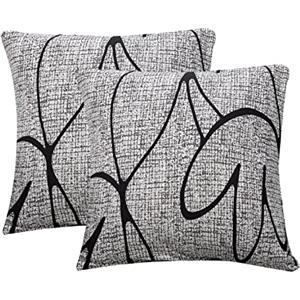 Jaotto Federe Confezione da 2 Federe Cuscini Divano Decorativi Fodere Quadrati Spandex 45x45cm Cuscino Copricuscini per Soggiorno Camera da Letto Casa(Stile Grigio,Set di 2)