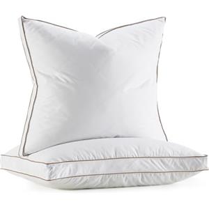 Deodar Set di 2 cuscini in piuma 65 x 65 x 5 cm, cuscini in piuma con rivestimento in cotone 100%, traspiranti, ipoallergenici, lavabili, certificati Öko-Tex e RDS