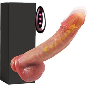 SNOWSEXY 25 cm Dildo Realistico Vibratoreper Vibratore Anale Pene Realistico XXL Grosso Dildo Vibratore Anale Gigante 3 Spinte 9 Vibrazionecon Riscaldante Sexytoysys Donna Professionale, Color Carne