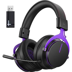 Inwa 5,8 G Cuffie da Gioco Wireless con Mixer Game/Chat Equilibrio, Bassa Latenza 5,8 GHz, Tecnologia Surround 7.1, Padiglioni Proteiche Morbide, Microfono Rimovibile, per PS4/PS5/PC/Switch(Viola)