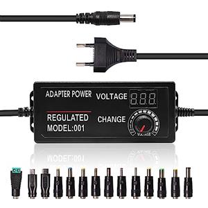 PNGOS Alimentatore Universale 3V-24V 3A Adattatore Di Alimentazione Regolabile AC/DC Caricabatterie Universale Con Indicatore Di Tensione LED Adatto Per Elettrodomestici 3V-24V LED DC Motore DVD