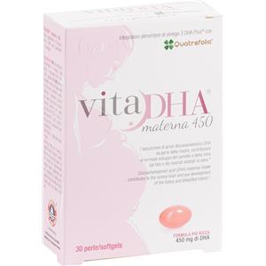 U.G.A. Nutraceuticals Vitadha Materna 450 - Integratore Alimentare con DHA e Quatrefolic, 30 Capsule Molli