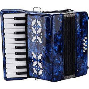 Tomotato Fisarmonica Professionale 22 Tasti 8 Bassi, Strumento Musicale a Molla Portatile con Tastiera in Legno e Tracolla Regolabile, Inclusi Guanti e Panno per Pulire per Principianti e Musicisti Adulti