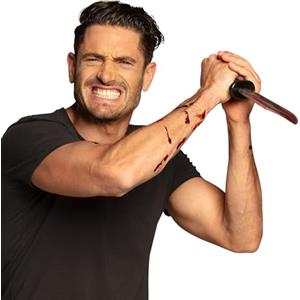 Boland Coltello sanguinante - 33 cm, multicolore, accessorio realistico per costumi killer, Halloween ed eventi a tema