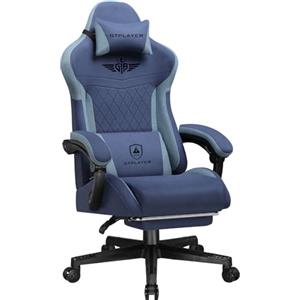 GTPLAYER Sedia da gaming, ergonomica, in Tessuto tecnico, con supporto lombare, sedia PC con schienale allargato, portata fino a 150 kg, colore: blu scuro