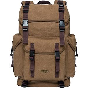 KAUKKO Unisex Canvas Grande Zaino, Vintage Classic Zaino Escursionismo Zaino con 15 pollici scomparto del computer portatile per il lavoro, escursionismo, 23L,K1018Khaki