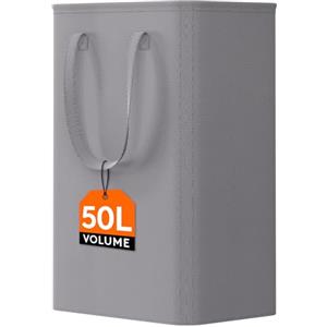 Lifewit Cesta Portabiancheria Salvaspazio, Porta Biancheria Sporca per Bagno Pieghevole, Cesta Panni Sporchi Sottile con Manici, Laundry Basket per Camera da Letto, Lavanderia, 50L, Grigio