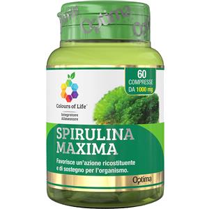 OPTIMA NATURALS Srl Spirulina Maxima | Integratore Ricostituente Energia Proteine Optima Colours of Life | 60 Compresse