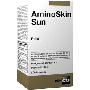 NHCO AminoSkin Sun - Integratore Antiossidante per la Pelle con Tirosina, Collagene e Estratti Naturali - Flacone da 56 Capsule